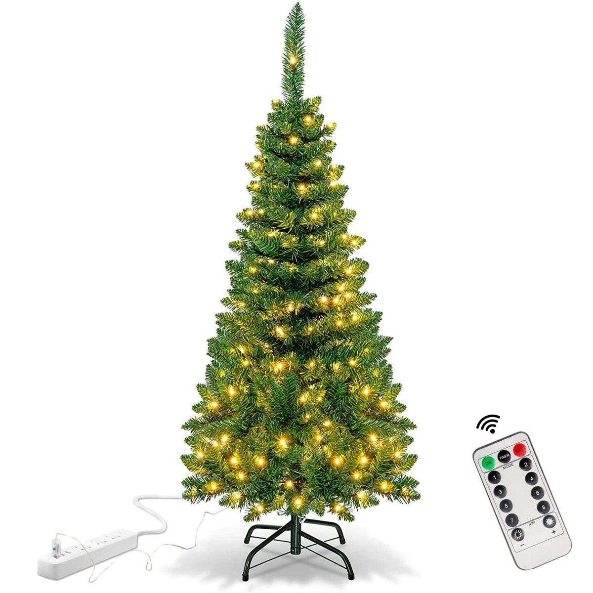 4.5 Ft Small Christmas Tree - 120 LED Lights - 350 Branch Tips Artificial Christmas Tree with Remote Timer - 8 Lighting Modes Xmas Tree for Kids Room Decorations