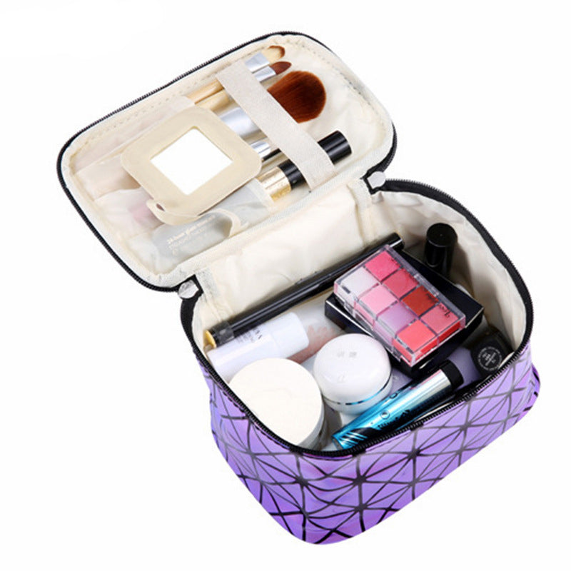 Women’s Waterproof Paillette Leather Makeup Bag Organizer