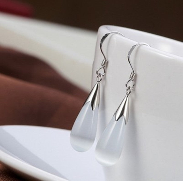 Elegant Cat Eye Stone Water Drop Earrings for Women