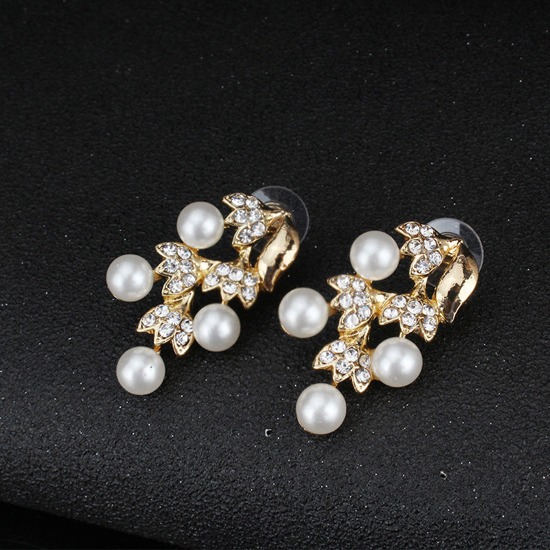 Bridal Party Dress Jewelry Set with Pearl Necklace & Earrings