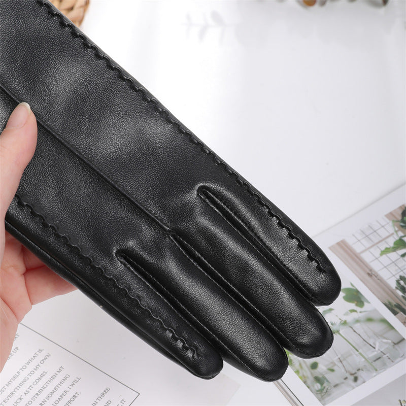 Women’s Warm Winter Leather Gloves with Touchscreen