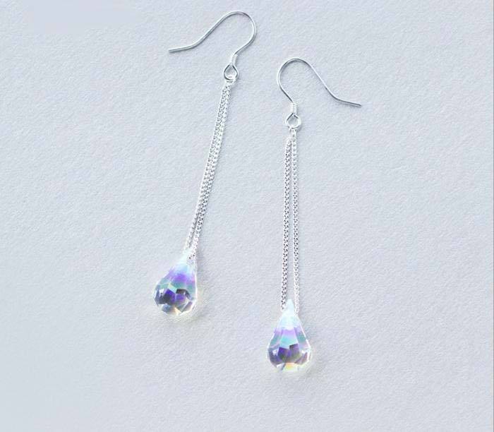 Colorful Crystal Earrings, Long Drop Alloy Earrings