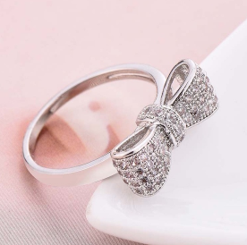 White Bow Zirconia Jewelry Ring