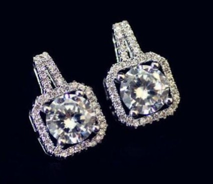 Square Zirconia Stud Earrings
