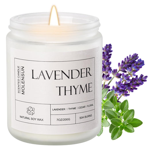 Scented Candles for Home Lavender Thyme Scented Candle Aromatherapy Jar Candle 7 oz 50 Hour Long Lasting Canles Soy Wax Candle Gift for Women
