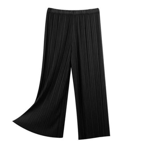 Women’s High-Waisted Pleated Wide-Leg Pants (Black)