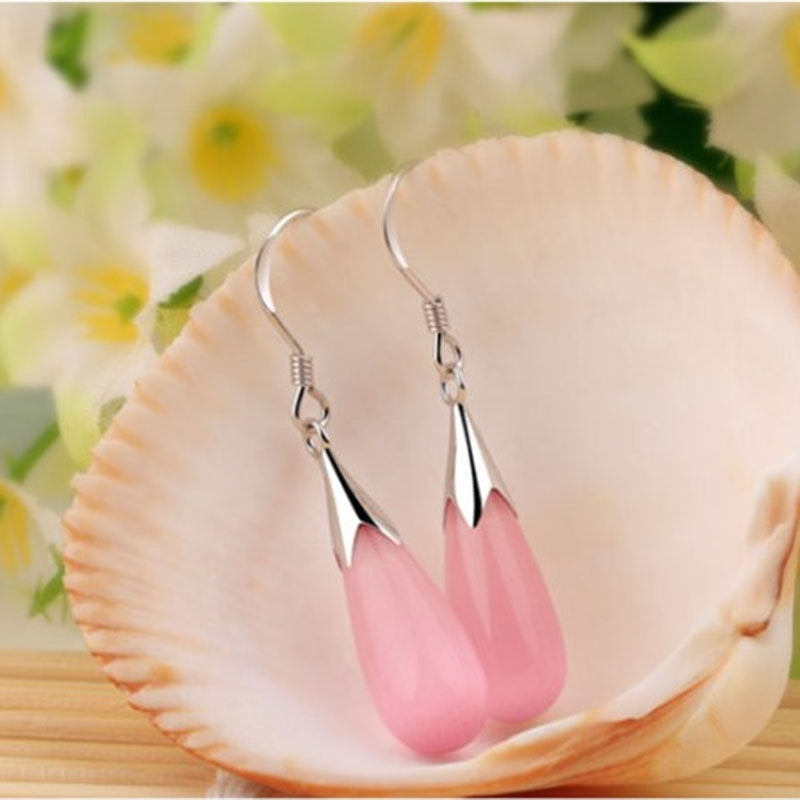 Elegant Cat Eye Stone Water Drop Earrings for Women