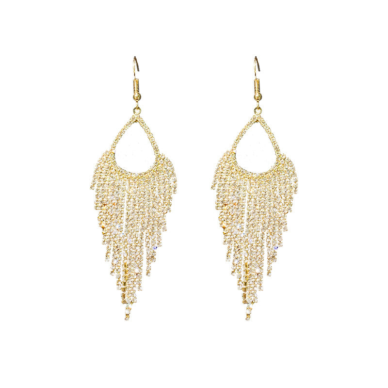 Long Rhinestone Tassel Earrings for Wholesale Fashion
