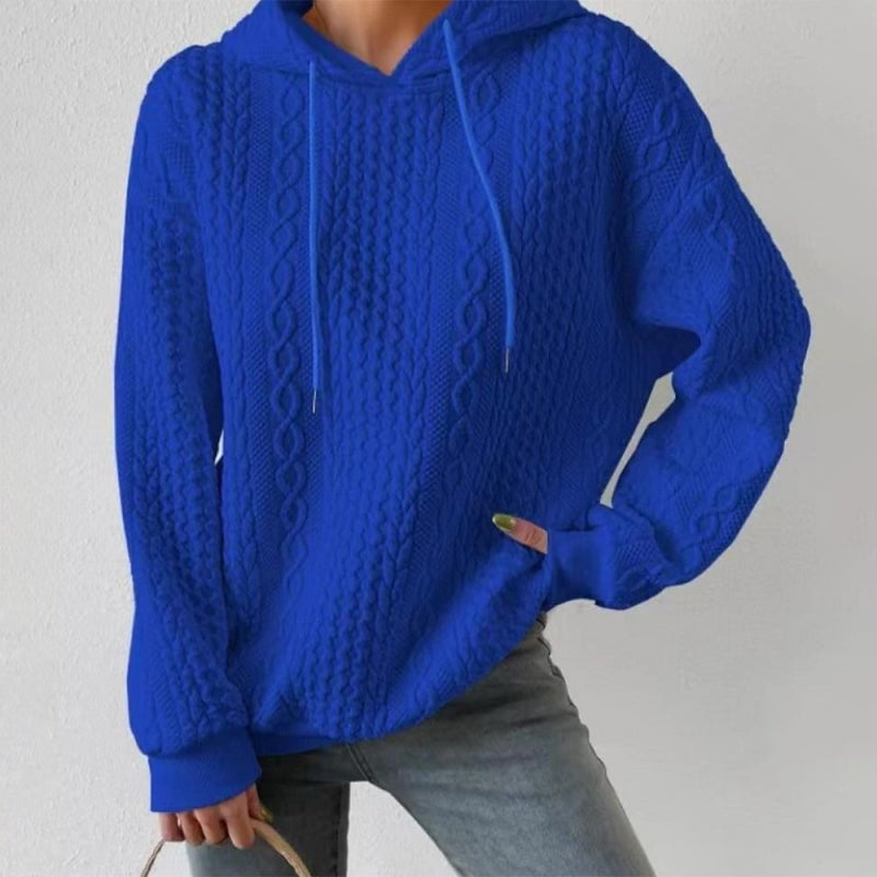Casual Large Waffle Hooded Sweatshirt in Solid Color