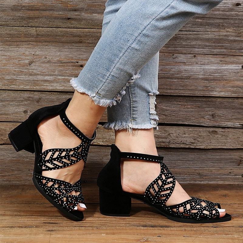 Fashionable Women’s Mesh High Heel Peep Toe Sandals