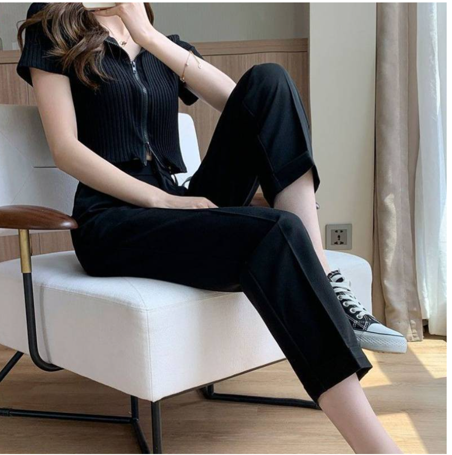 High-Waisted Gray Suit Trousers for Women (Autumn Style)