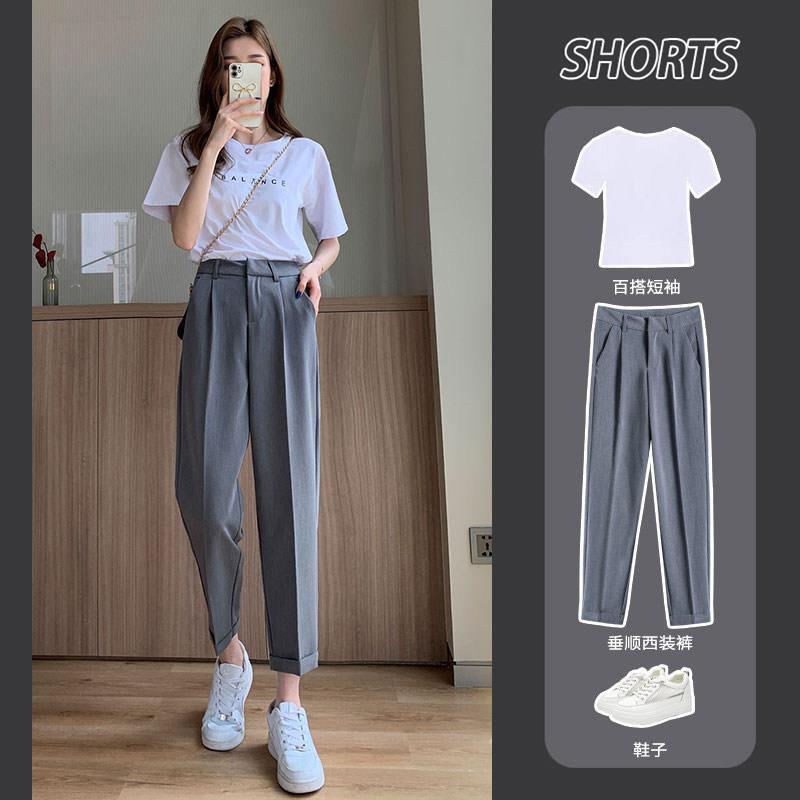 High-Waisted Gray Suit Trousers for Women (Autumn Style)