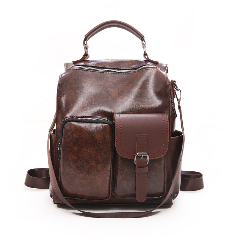 Vintage Large Capacity PU Leather Women’s Backpack Bag