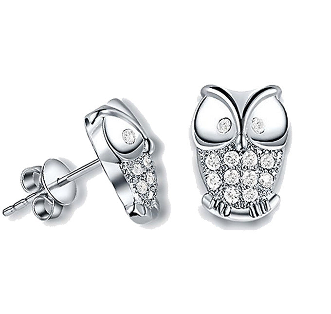 Owl Crystal Stud Earrings