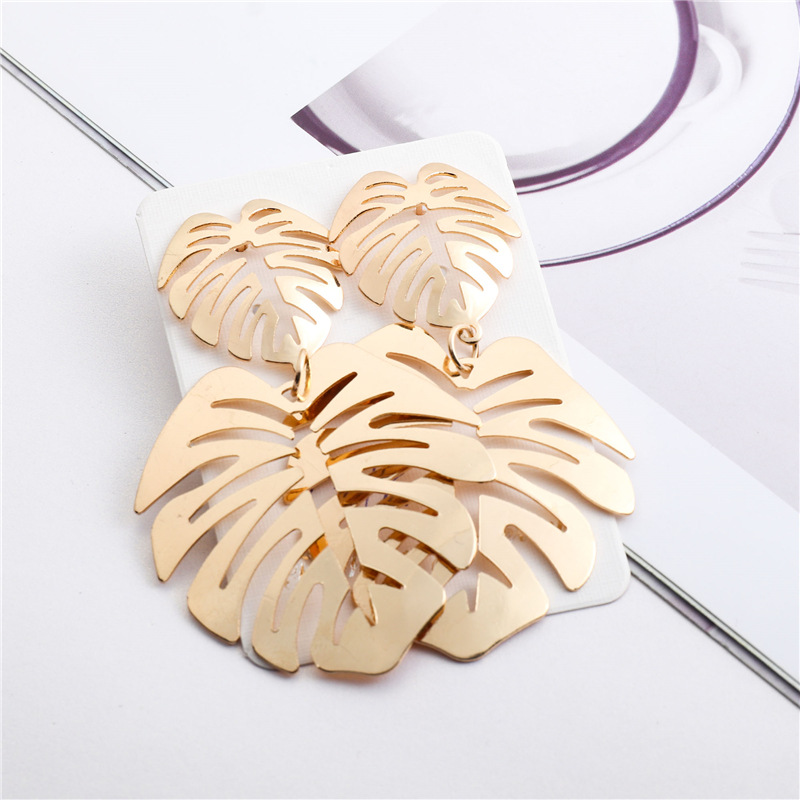Large Metal Leaf Earrings