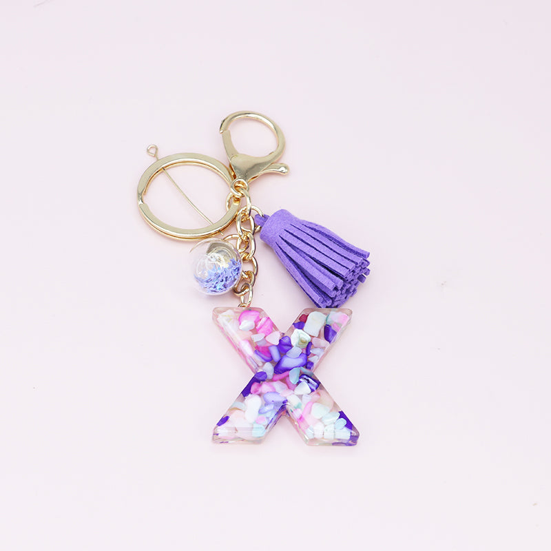 Fashion Tassel Keychains with A-Z Initials for Handbags