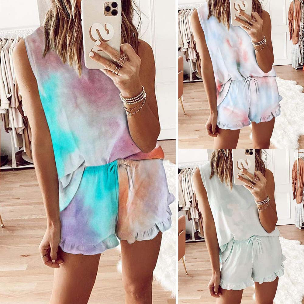 Fashion Tie-Dye Women’s Summer Pajama Set (2 Pieces)