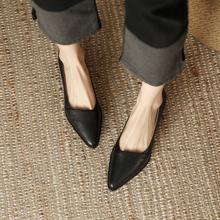 2023 Spring Women’s Low Heel Soft Leather Flats