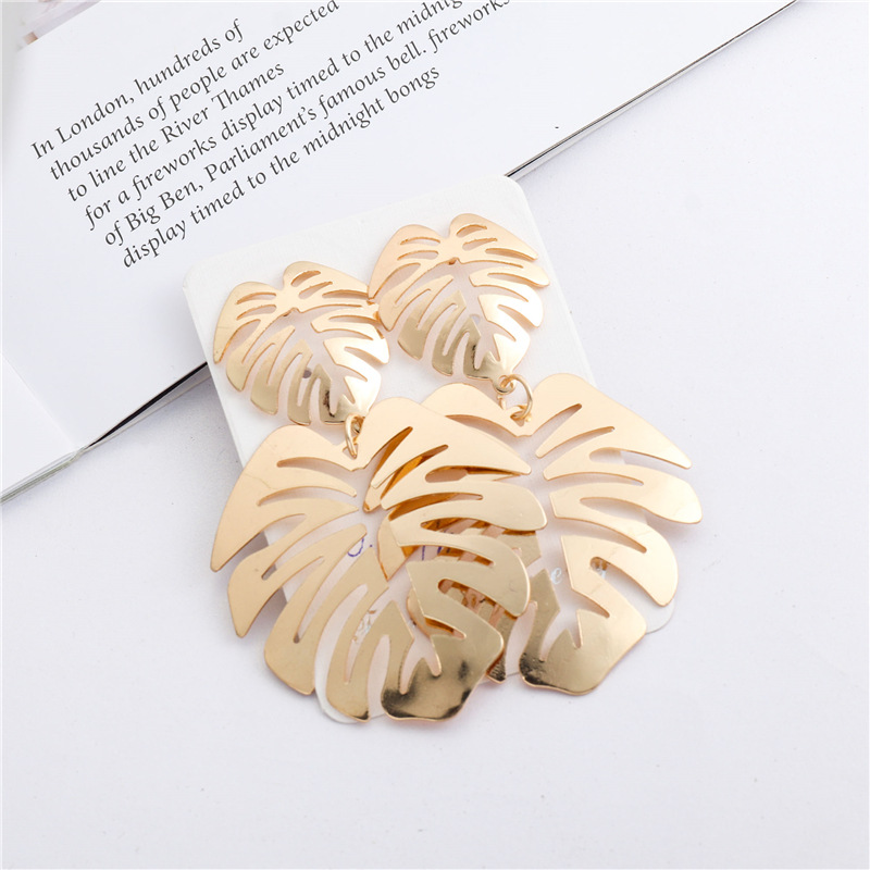 Large Metal Leaf Earrings