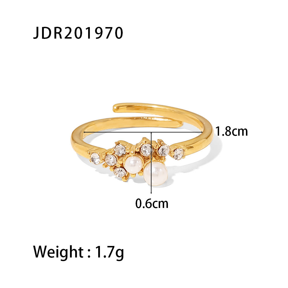 Elegant White Pearl and Diamond Fashion Ring