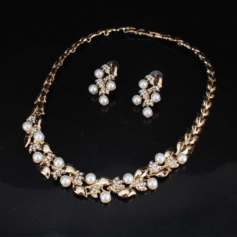 Bridal Party Dress Jewelry Set with Pearl Necklace & Earrings