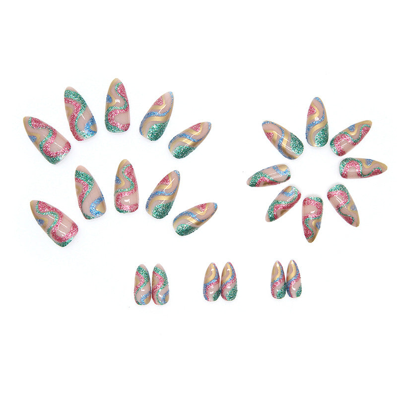 24pcs Shiny Acrylic Press On Almond Nail Tips