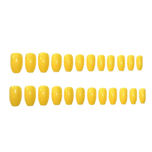Lemon Yellow Ballet Fake Nails - Wearable Nail Tips