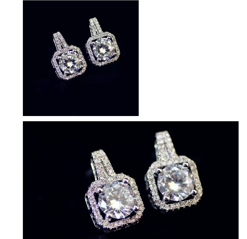Square Zirconia Stud Earrings