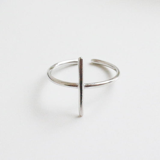 Minimalist Fashion Ring, Cross Cylinder Geometric Ring
