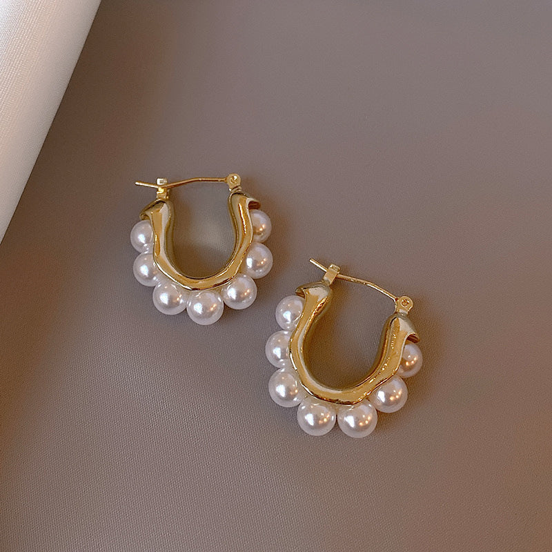 Vintage U-Shaped Pearl Earrings for Women (Unique Design)