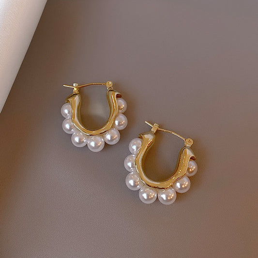 Vintage U-Shaped Pearl Earrings for Women (Unique Design)