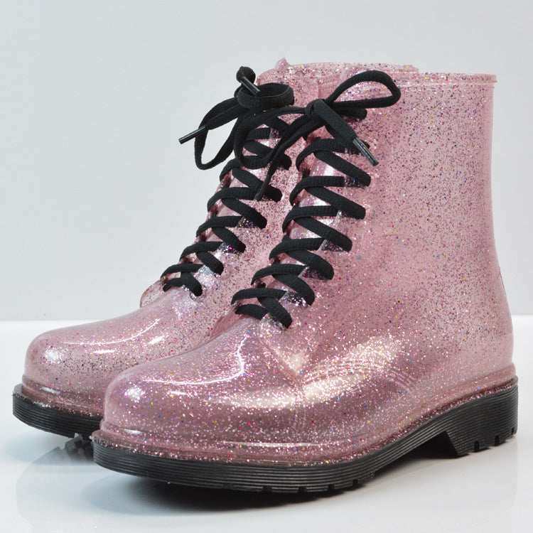 Fashionable Mid-Calf Lace-up Women’s Rain Boots