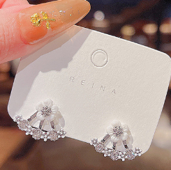Petal Earrings, Pearl Studs, Colorful Drop Earrings