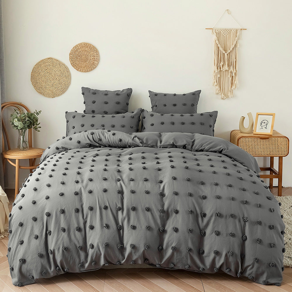 Cross-Border Manufacturer Solid Color Bedding Set (3 Pieces)