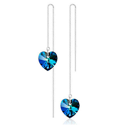 Crystal Drop Earrings - Ocean Heart Long Earrings