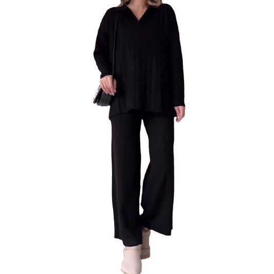 2023 Fall Women’s Casual Polo Collar Outfit Set