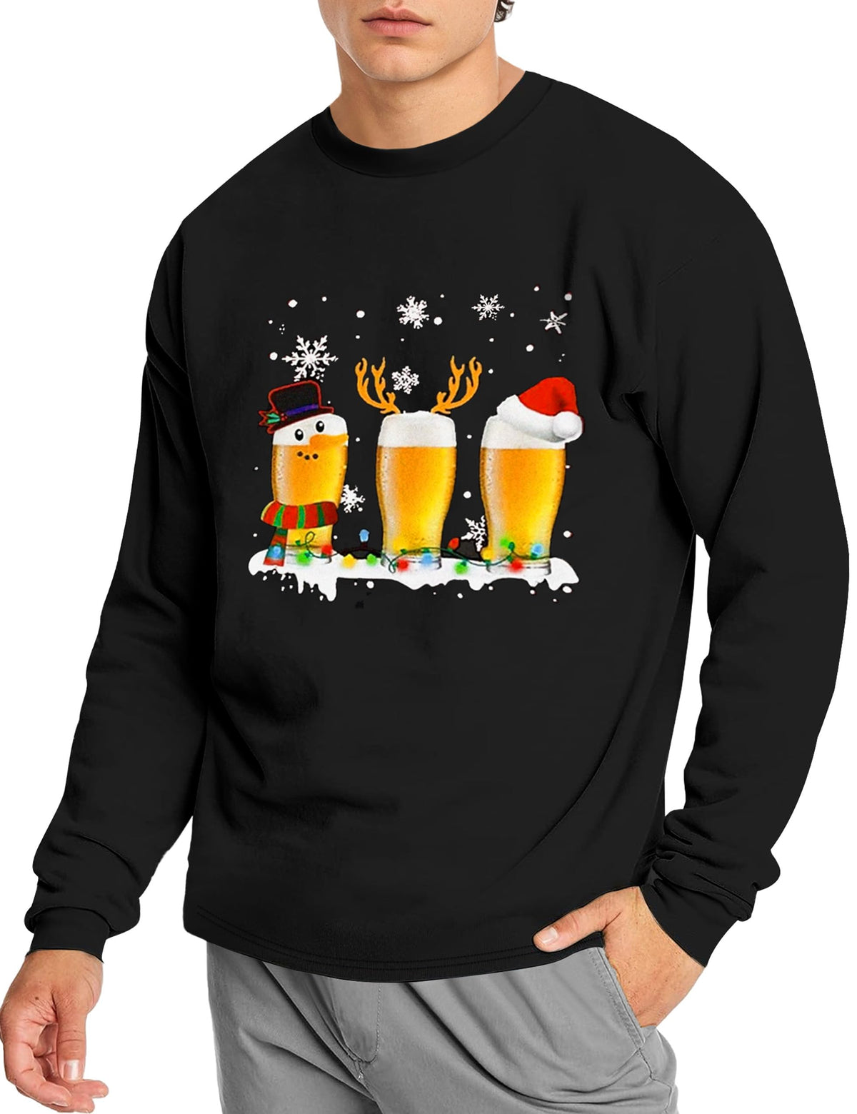 TyeSmo Christmas Tshirts Shirts for Men Christmas T Shirt for Men Christmas Tshirt for Men Mens Long Sleeve Christmas Tee Shirts Mens Funny Christmas T Shirts Mens Christmas Shirt XL Black