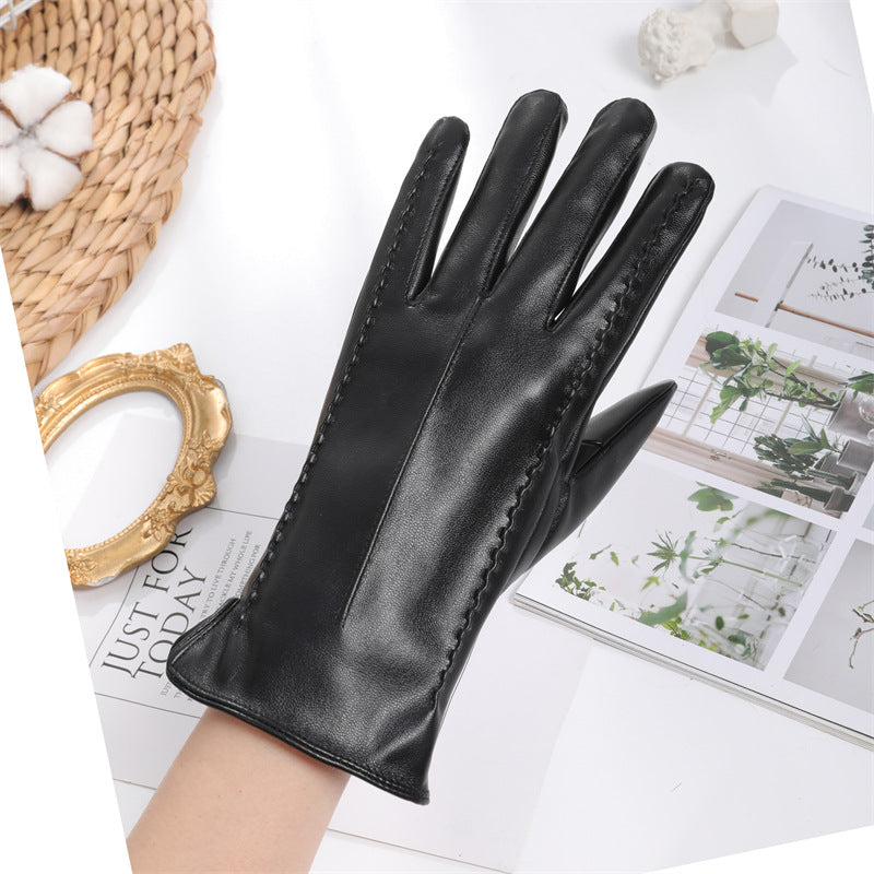 Women’s Warm Winter Leather Gloves with Touchscreen