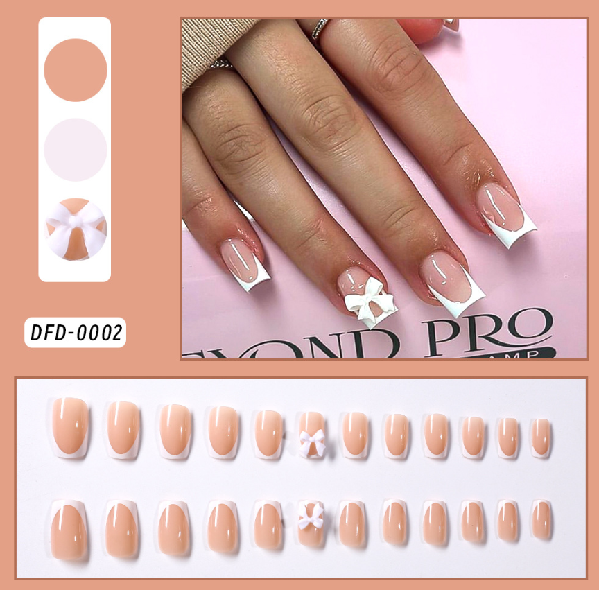 White Bow Nail Stickers