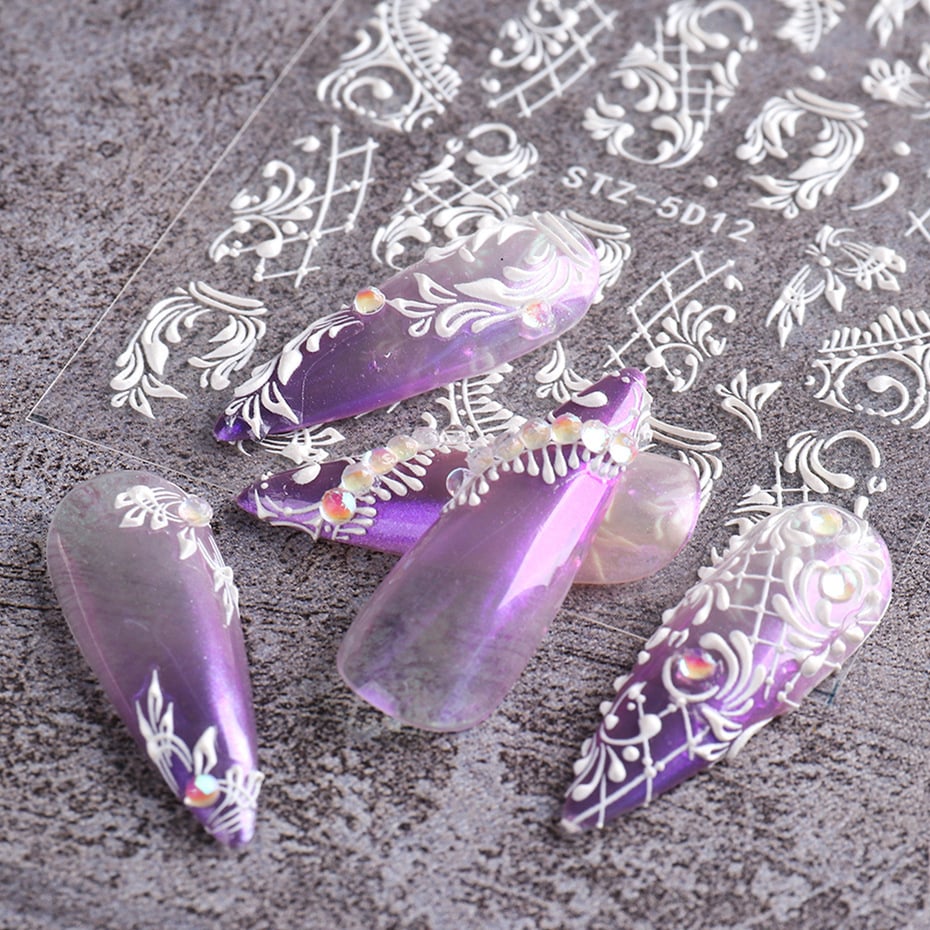 5D Stereo Carved Rose Nail Stickers