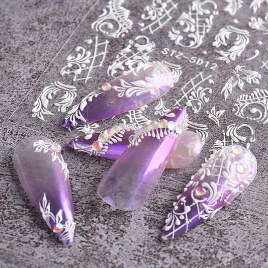 5D Stereo Carved Rose Nail Stickers