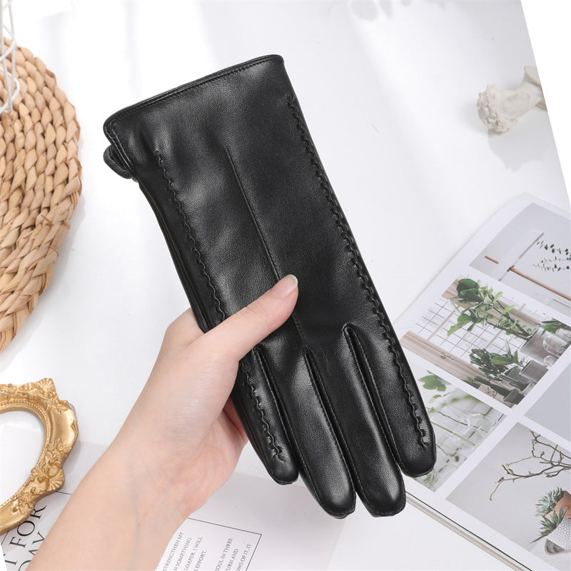 Women’s Warm Winter Leather Gloves with Touchscreen