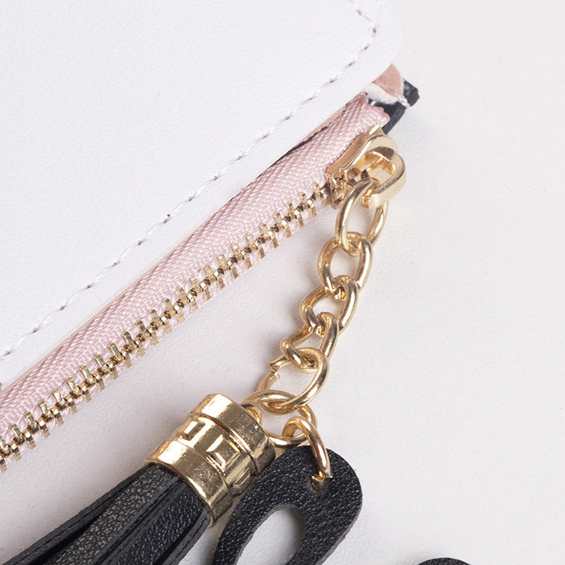 Trendy Short Women's Zipper Wallet with Tassels