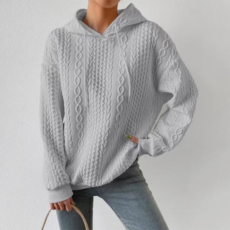 Casual Large Waffle Hooded Sweatshirt in Solid Color