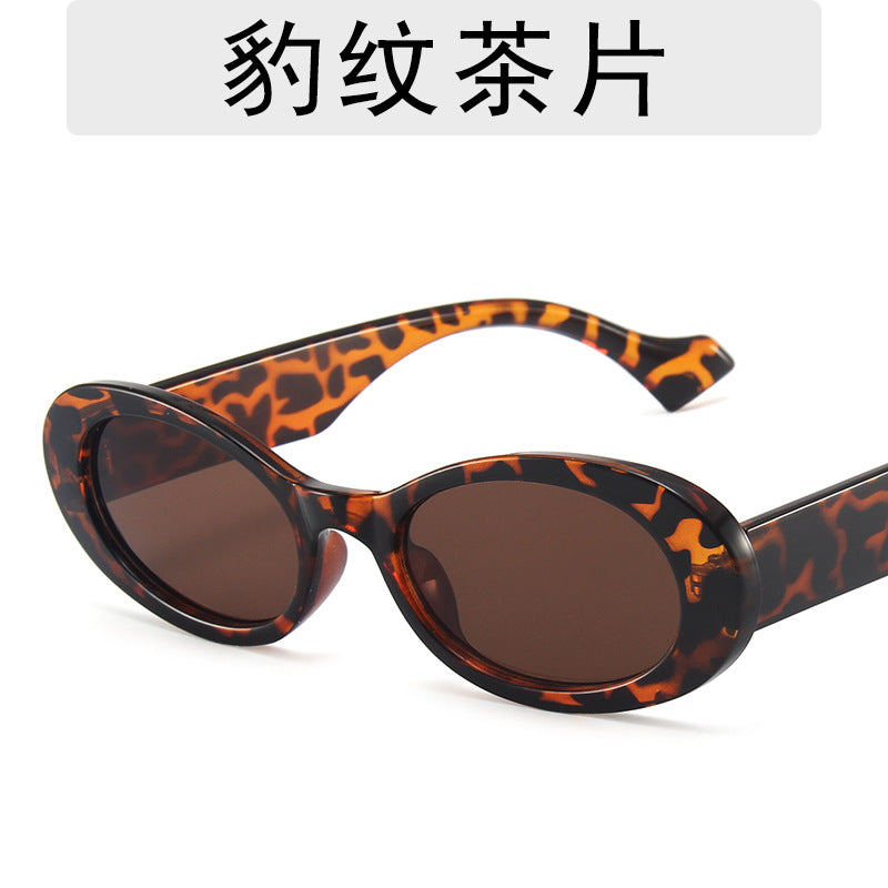 Retro Oval Frame Sunglasses with Metal Hinges