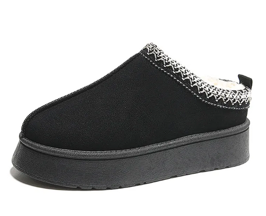Baotou Plush Half Slippers Home Snow Boots Women's Fleece Warm Thick Bottom Cotton Shoes Ankle Flats