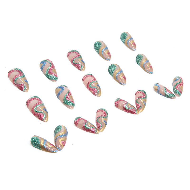 24pcs Shiny Acrylic Press On Almond Nail Tips