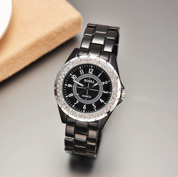 Korean Fashion Round Dial Diamond Women's Watch