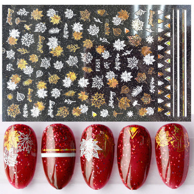 3D Maple Leaf Flamingo Beach Nail Art Stickers