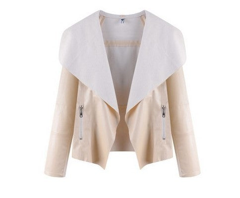 Plus Size Women’s Lapel Leather Jacket (In Stock)